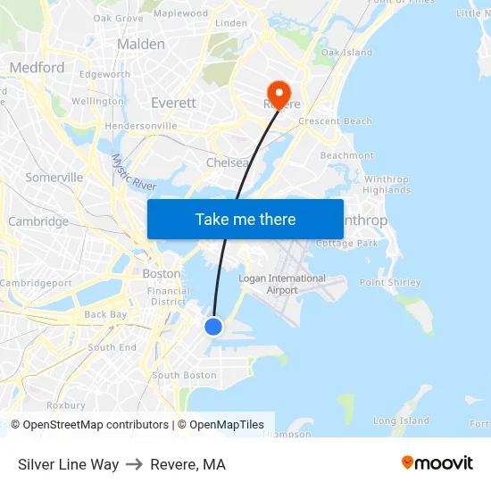 Silver Line Way to Revere, MA map