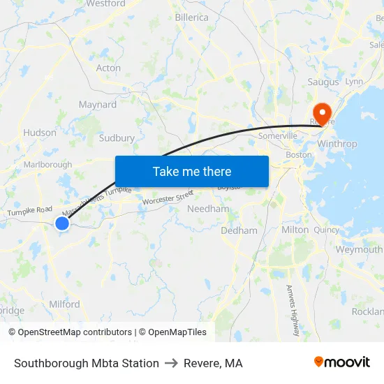 Southborough Mbta Station to Revere, MA map