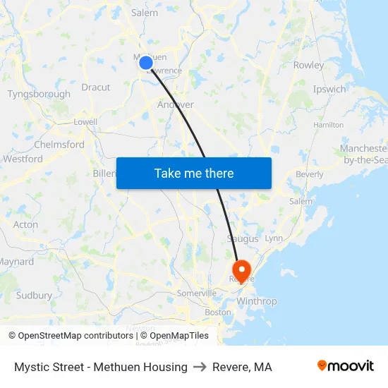 Mystic Street - Methuen Housing to Revere, MA map