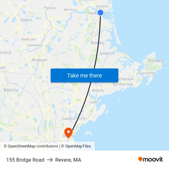 155 Bridge Road to Revere, MA map