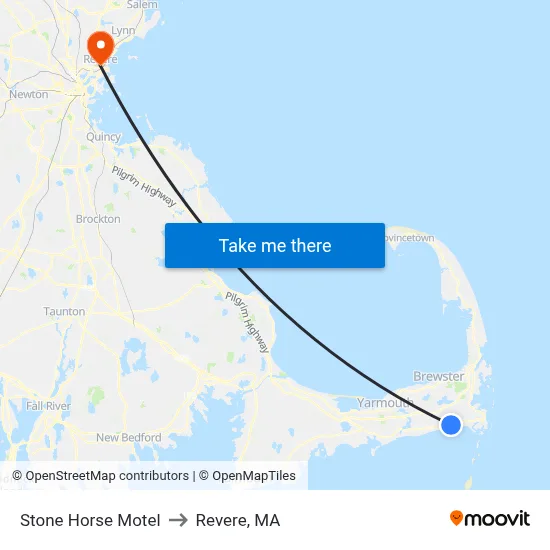 Stone Horse Motel to Revere, MA map
