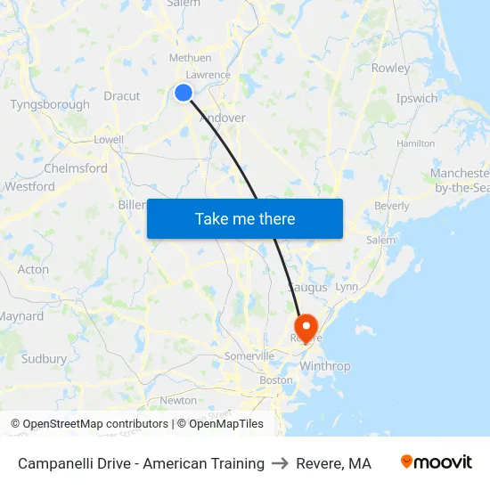 Campanelli Drive - American Training to Revere, MA map