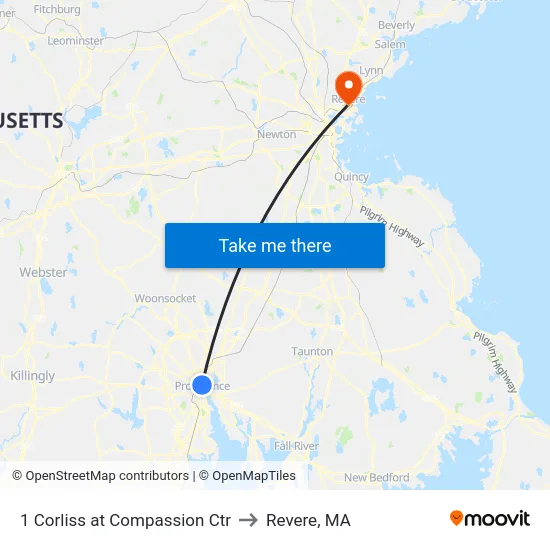 1 Corliss at Compassion Ctr to Revere, MA map
