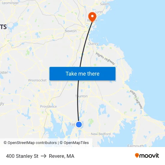 400 Stanley St to Revere, MA map