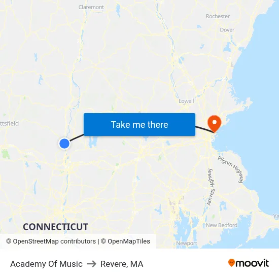 Academy Of Music to Revere, MA map