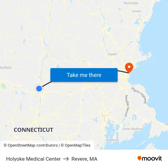 Holyoke Medical Center to Revere, MA map