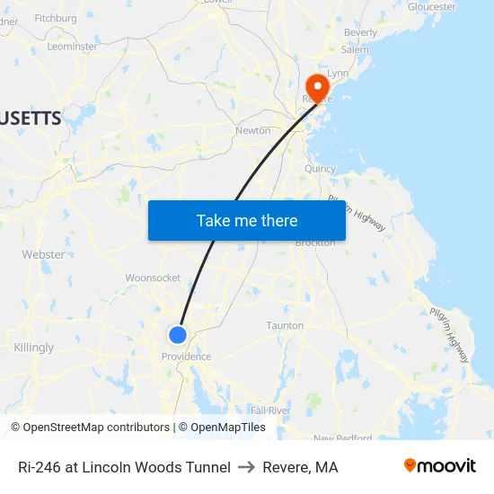 Ri-246 at Lincoln Woods Tunnel to Revere, MA map