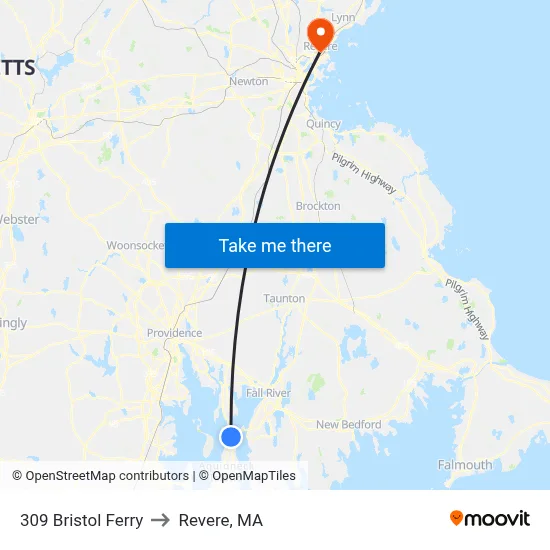 309 Bristol Ferry to Revere, MA map