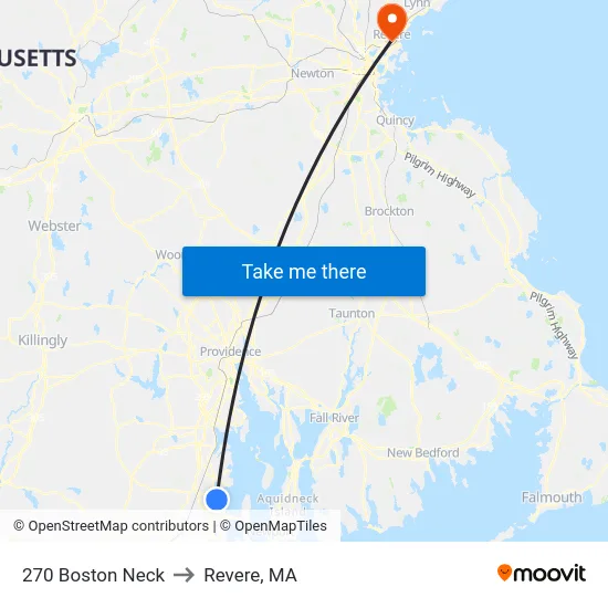 270 Boston Neck to Revere, MA map