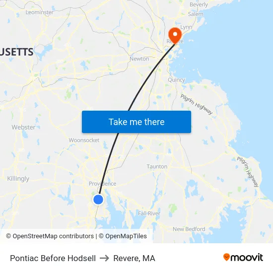 Pontiac Before Hodsell to Revere, MA map