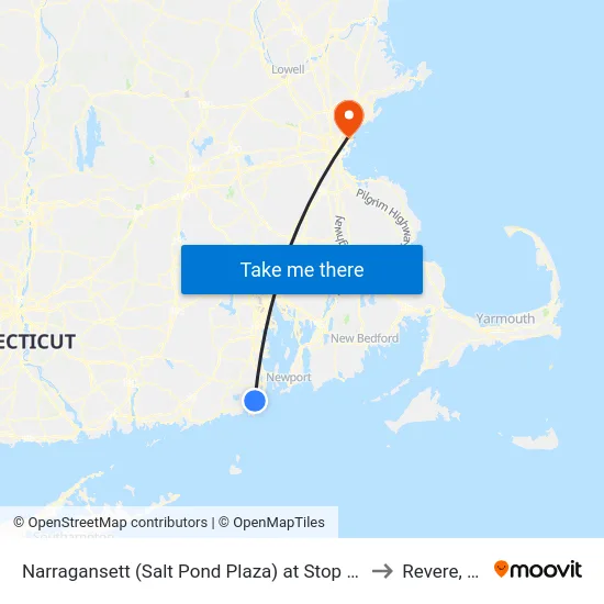 Narragansett (Salt Pond Plaza) at Stop & Shop to Revere, MA map
