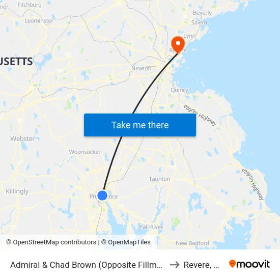 Admiral & Chad Brown (Opposite Fillmore) to Revere, MA map