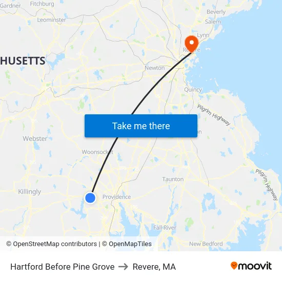 Hartford Before Pine Grove to Revere, MA map