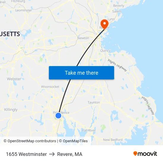 1655 Westminster to Revere, MA map