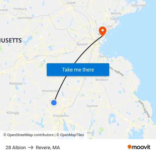 28 Albion to Revere, MA map