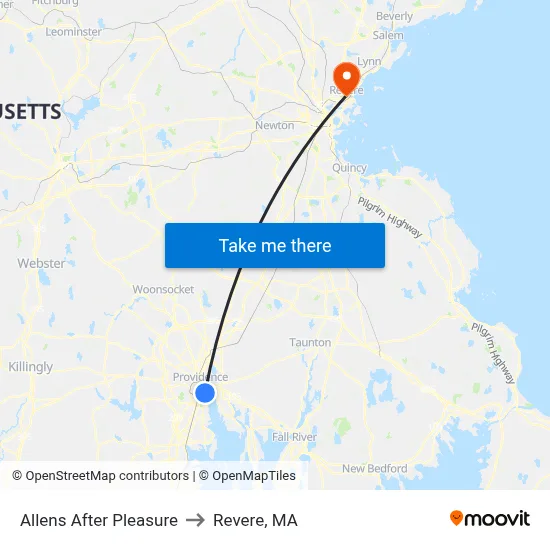 Allens After Pleasure to Revere, MA map