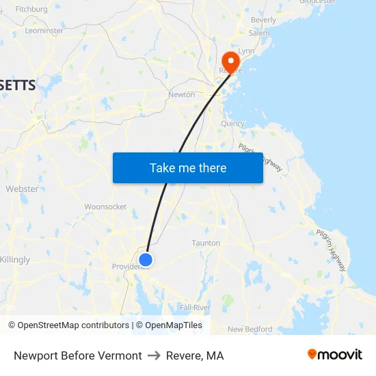 Newport Before Vermont to Revere, MA map