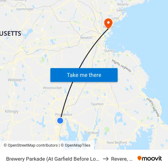Brewery Parkade (At Garfield Before Lowe'S) to Revere, MA map