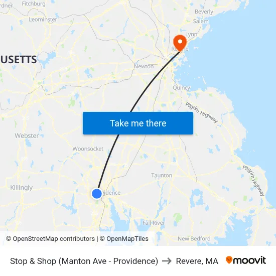 Stop & Shop (Manton Ave - Providence) to Revere, MA map