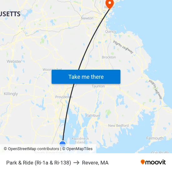 Park & Ride (Ri-1a & Ri-138) to Revere, MA map