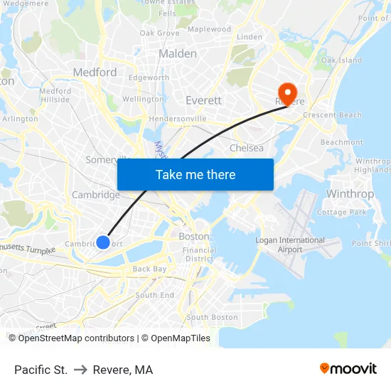 Pacific St. to Revere, MA map
