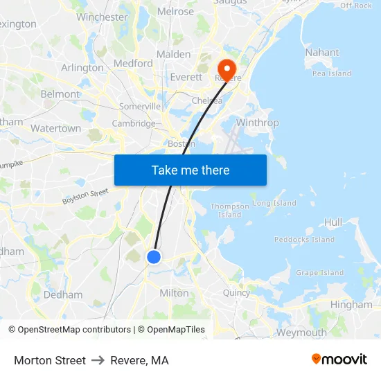 Morton Street to Revere, MA map
