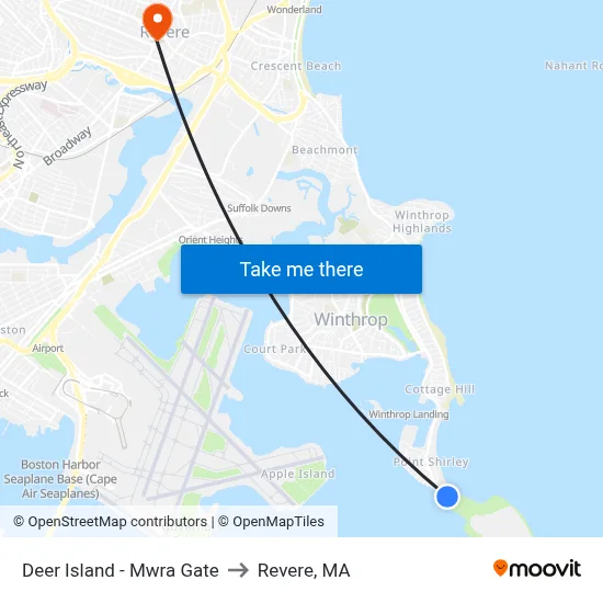 Deer Island - Mwra Gate to Revere, MA map