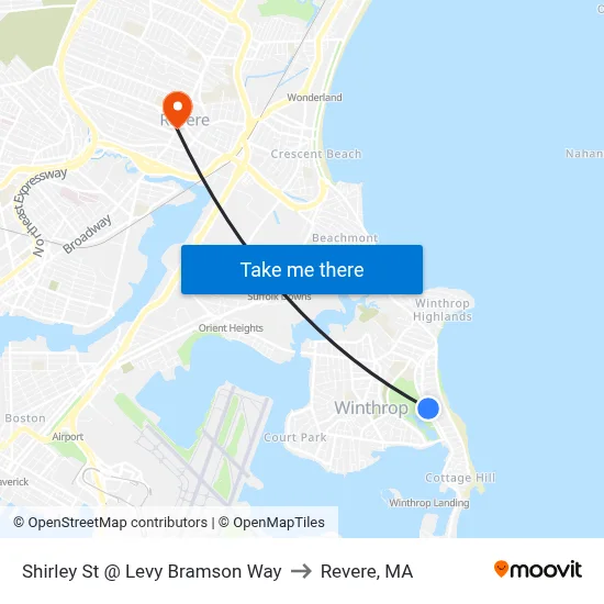 Shirley St @ Levy Bramson Way to Revere, MA map