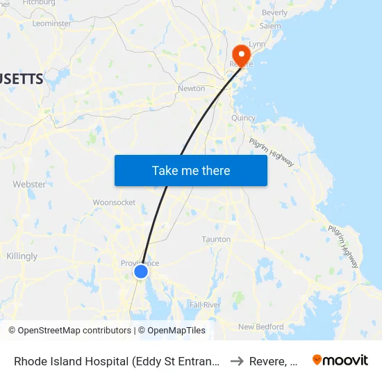 Rhode Island Hospital (Eddy St Entrance) to Revere, MA map