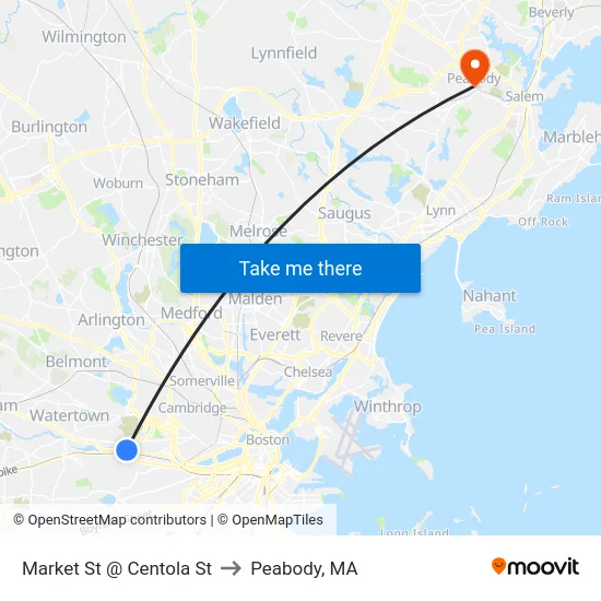 Market St @ Centola St to Peabody, MA map