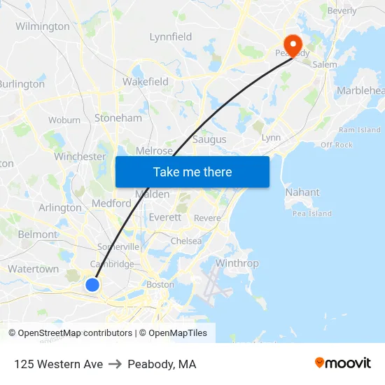 125 Western Ave to Peabody, MA map