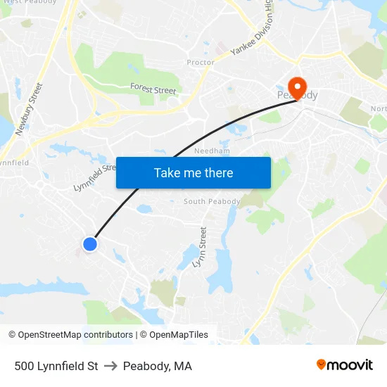 500 Lynnfield St to Peabody, MA map
