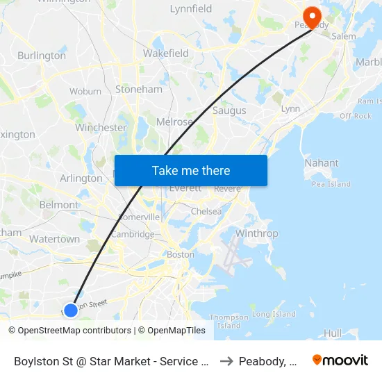 Boylston St @ Star Market - Service Rd to Peabody, MA map