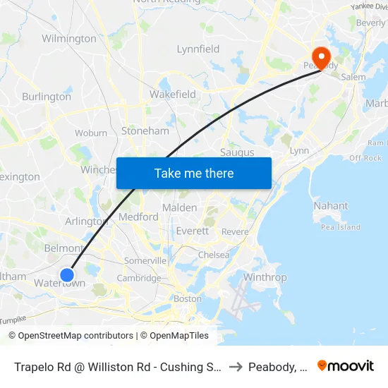 Trapelo Rd @ Williston Rd - Cushing Square to Peabody, MA map