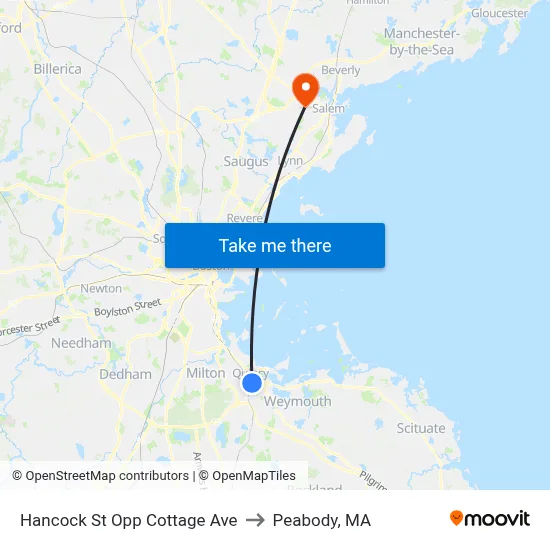 Hancock St Opp Cottage Ave to Peabody, MA map