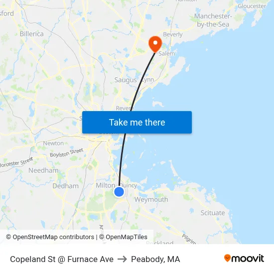 Copeland St @ Furnace Ave to Peabody, MA map