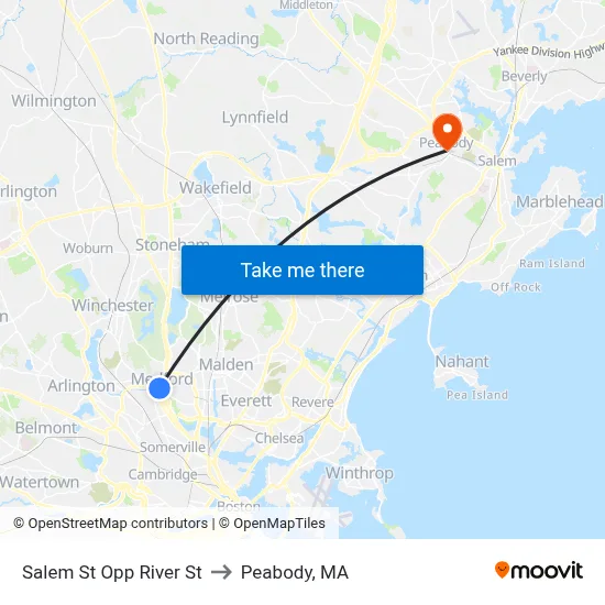 Salem St Opp River St to Peabody, MA map