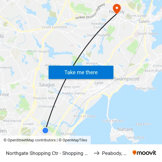 Northgate Shopping Ctr - Shopping Mall to Peabody, MA map