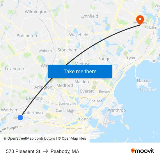 570 Pleasant St to Peabody, MA map