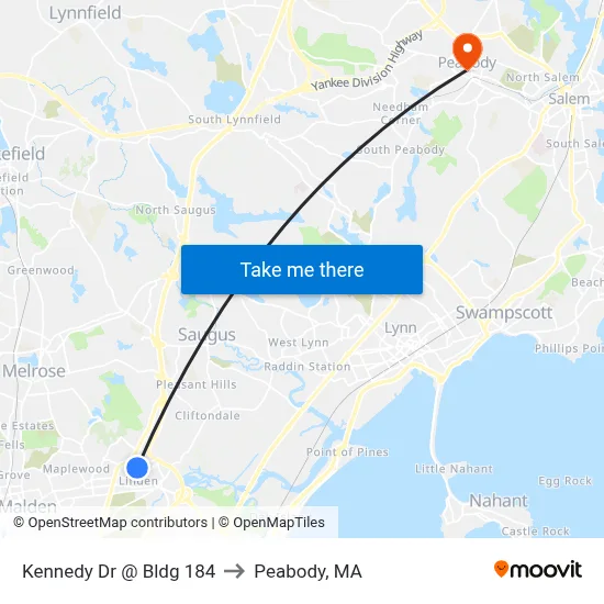 Kennedy Dr @ Bldg 184 to Peabody, MA map