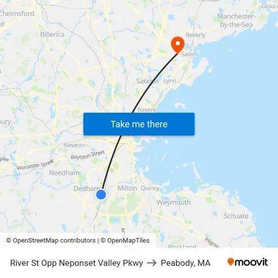 River St Opp Neponset Valley Pkwy to Peabody, MA map