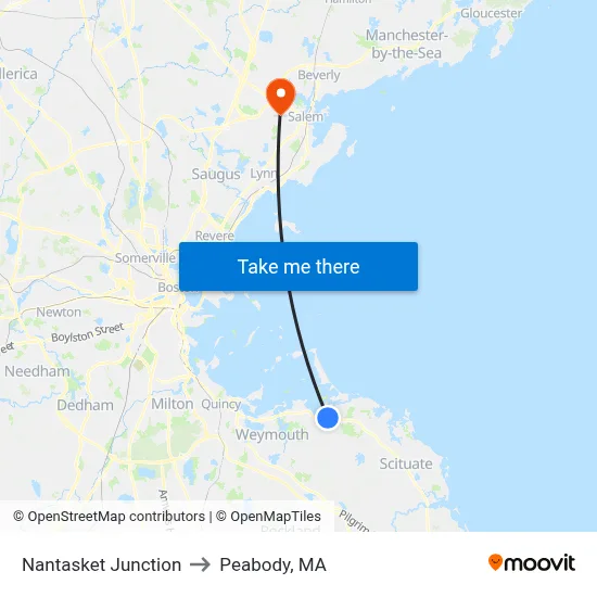 Nantasket Junction to Peabody, MA map