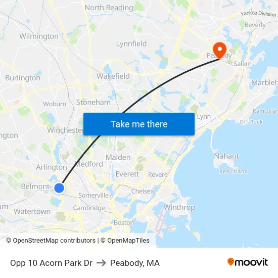 Opp 10 Acorn Park Dr to Peabody, MA map