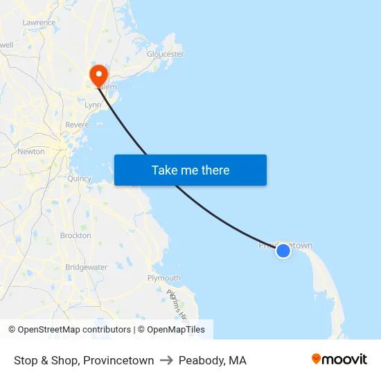 Stop & Shop, Provincetown to Peabody, MA map