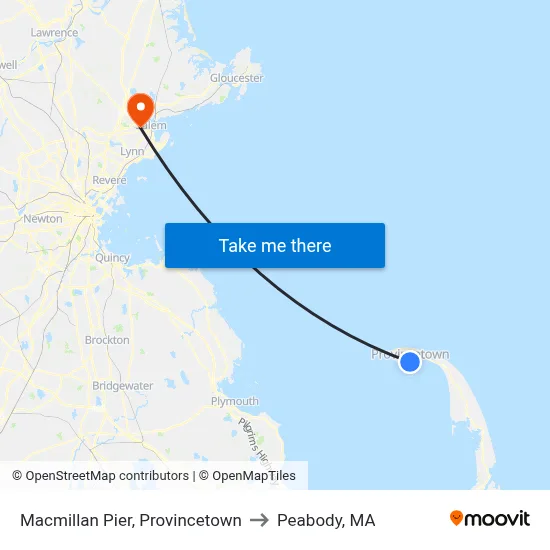 Macmillan Pier, Provincetown to Peabody, MA map