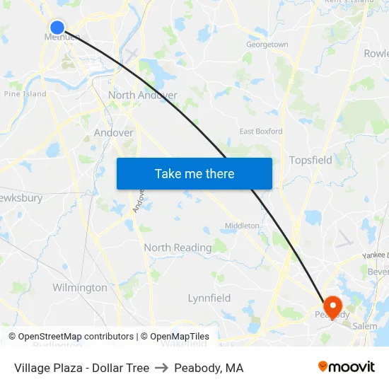 Village Plaza - Dollar Tree to Peabody, MA map