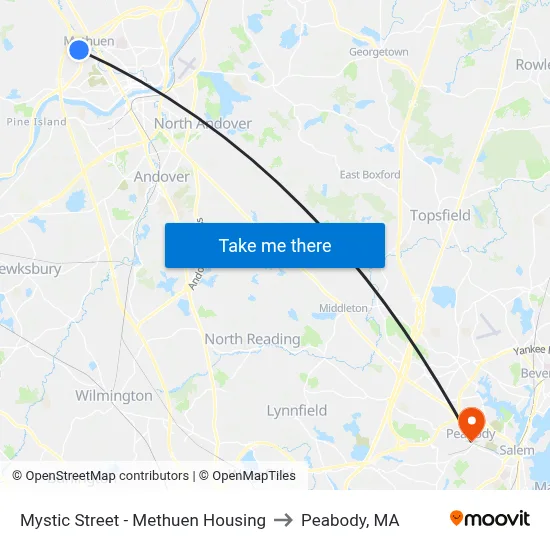 Mystic Street - Methuen Housing to Peabody, MA map