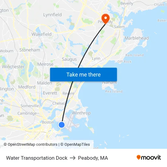 Water Transportation Dock to Peabody, MA map