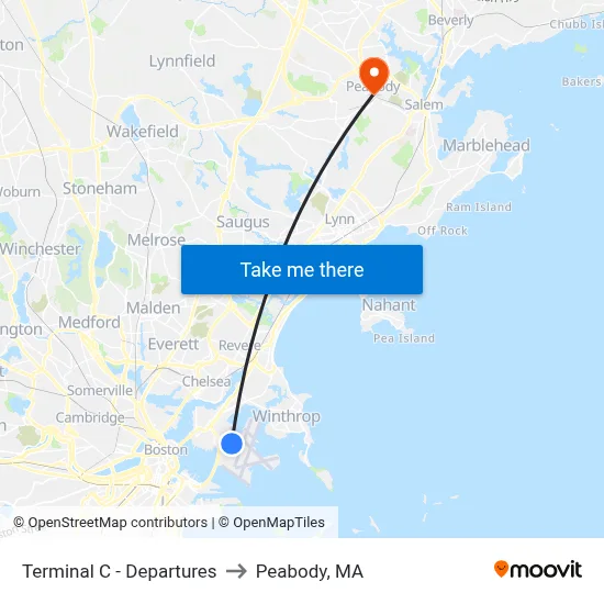 Terminal C - Departures to Peabody, MA map