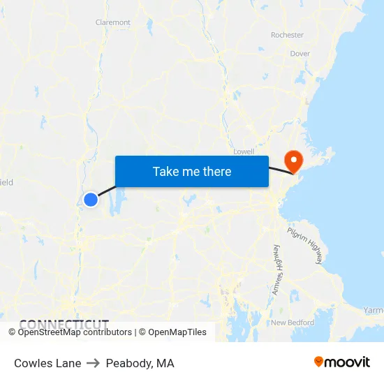 Cowles Lane to Peabody, MA map